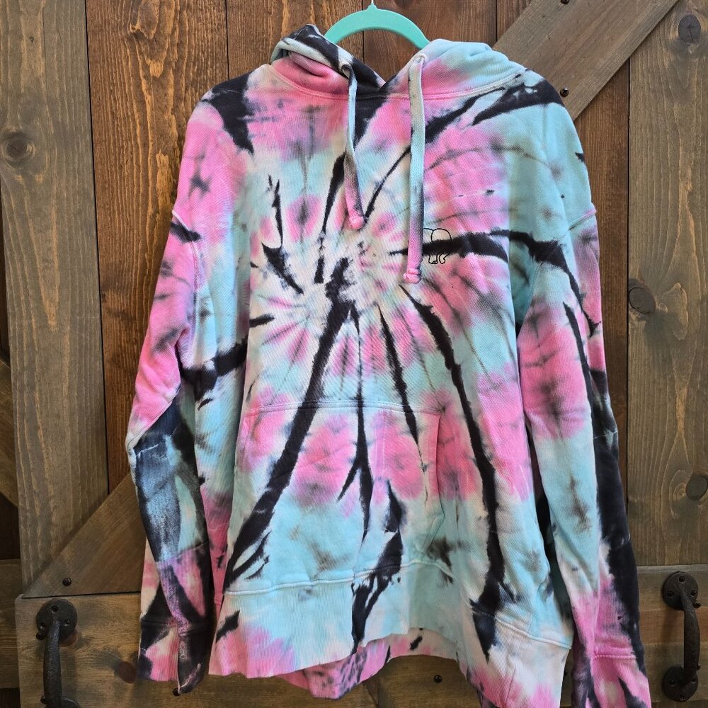 Cute and Comfy Tie-Dye Ivory Ella Hoodie in oversized Large!